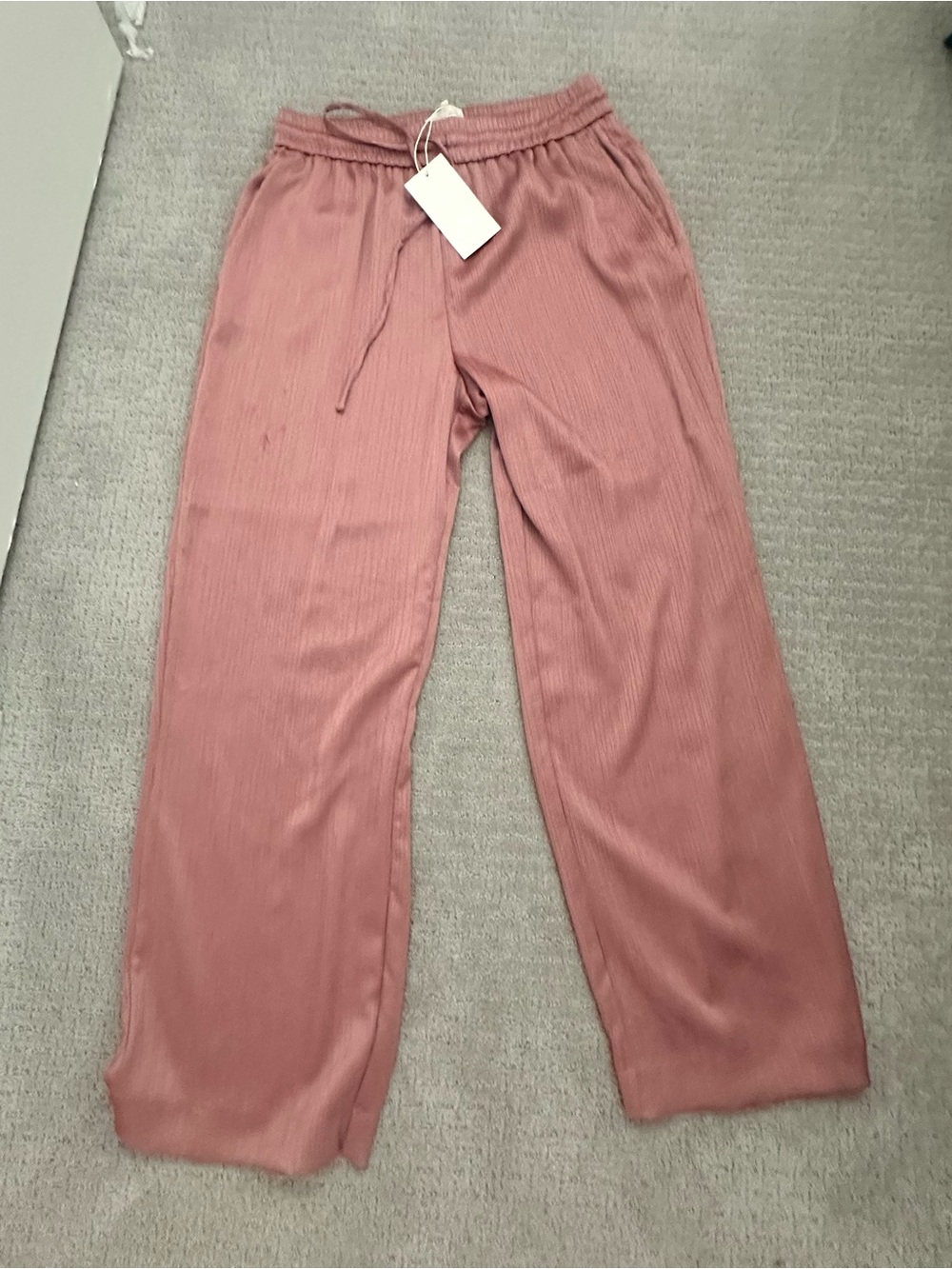 ZARA NWT Dusty Pink Oversized Blazer & Drawstring Wide Leg Pant Suit XL - Picture 3 of 4